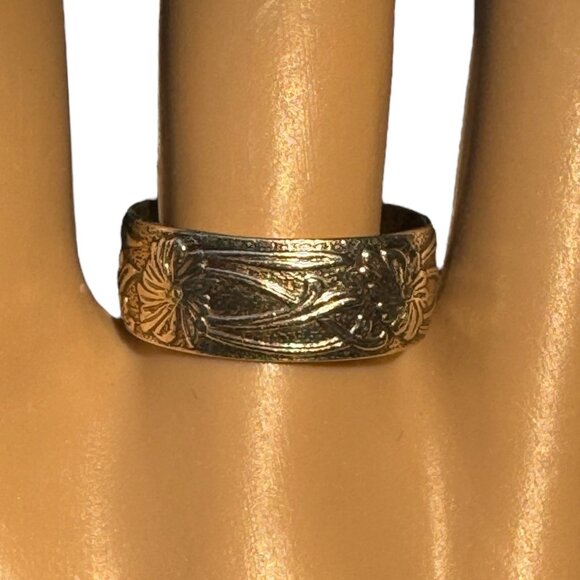 Silver Purity Ring Wedding Band Women Medieval Wedding Ring Silver Flower Ring - Picture 4 of 8